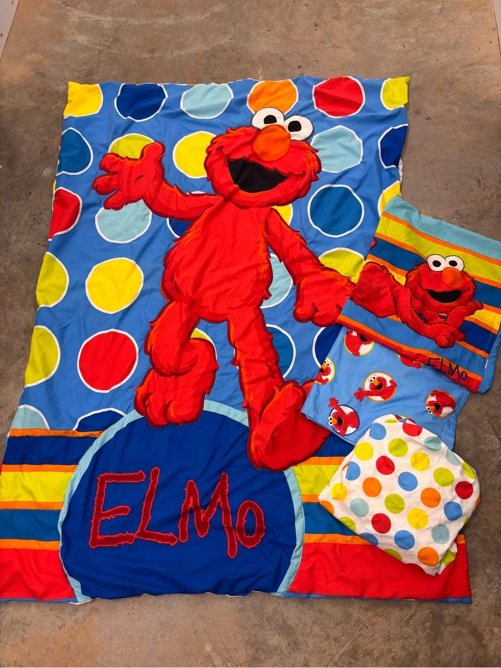 Vintage Sesame Street Elmo Toddler Bedding Set Comforter Sheets Pillowcase 2000s